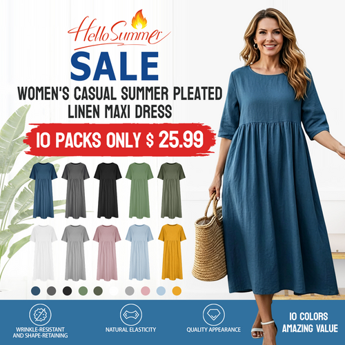 Summer Linen Maxi Dress – 10 Colors, Effortless Style