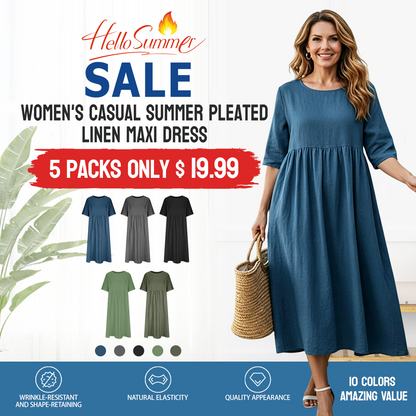 Summer Linen Maxi Dress – 10 Colors, Effortless Style