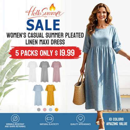 Summer Linen Maxi Dress – 10 Colors, Effortless Style